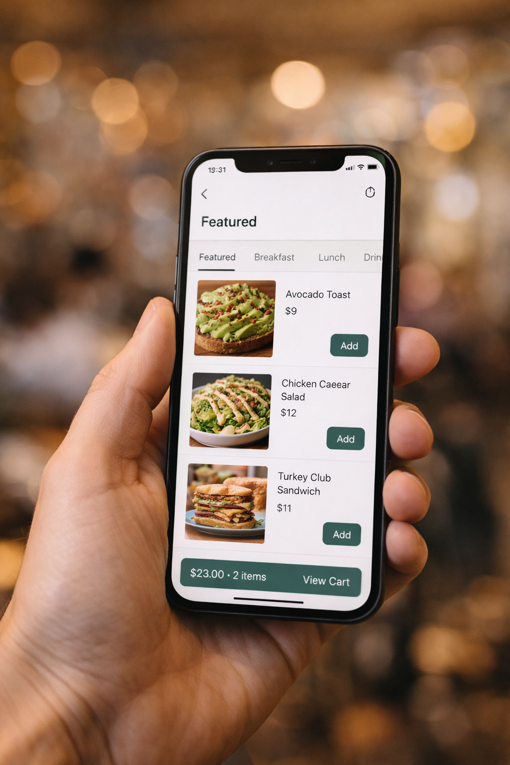 Nibble mobile ordering app on iPhone